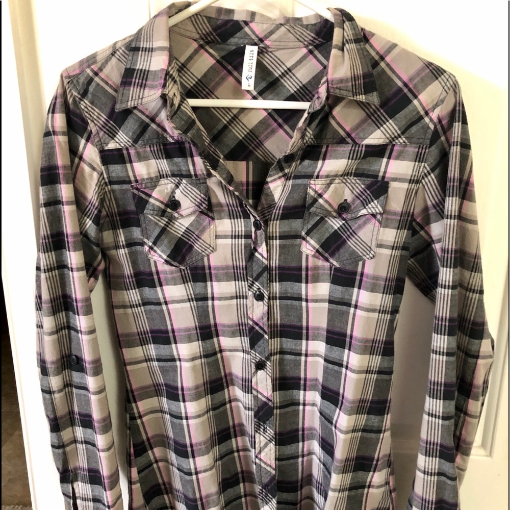 Full tilt plaid long sleeve shirt